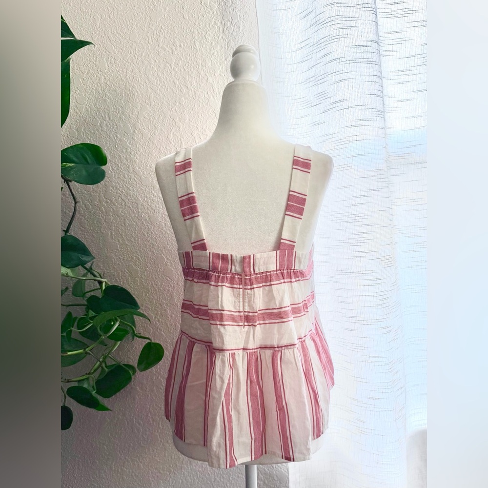 Loft Red & White Striped Babydoll Style Tank Top - Picture 2 of 6
